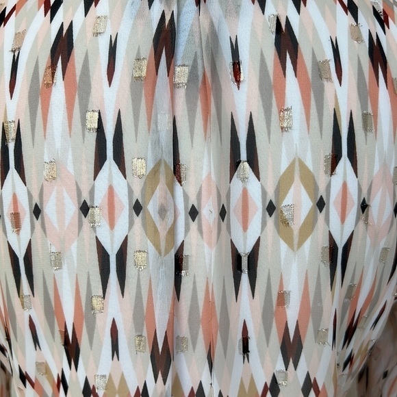 🏁 SALE 🏁 WHITE HOUSE BLACK MARKET Diamond Metallic Blouse w/Peach, Size 4 - Picture 3 of 8